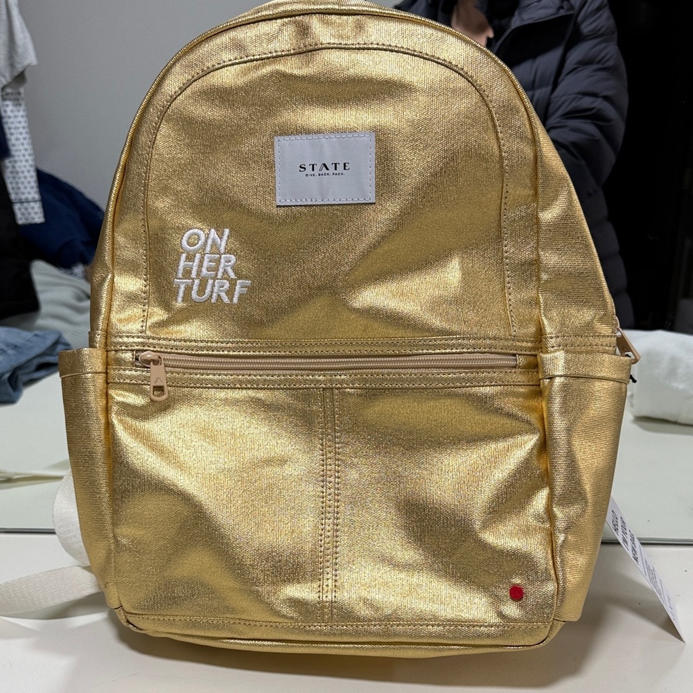 KANE BACKPACK STATE Metallic Gold Backpack BNWT - Picture 4 of 9